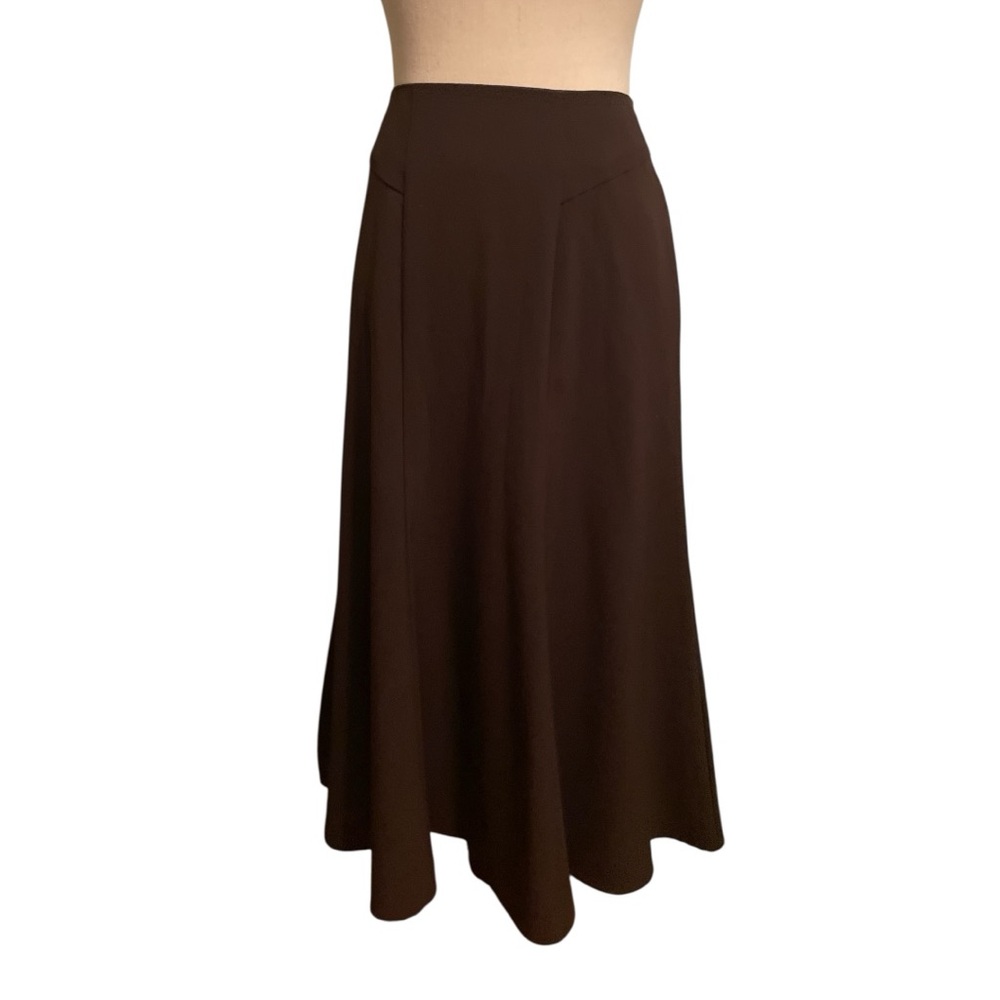 Briggs New York Brown Midi A-Line Skirt, color brown, size 8. Back zipper
